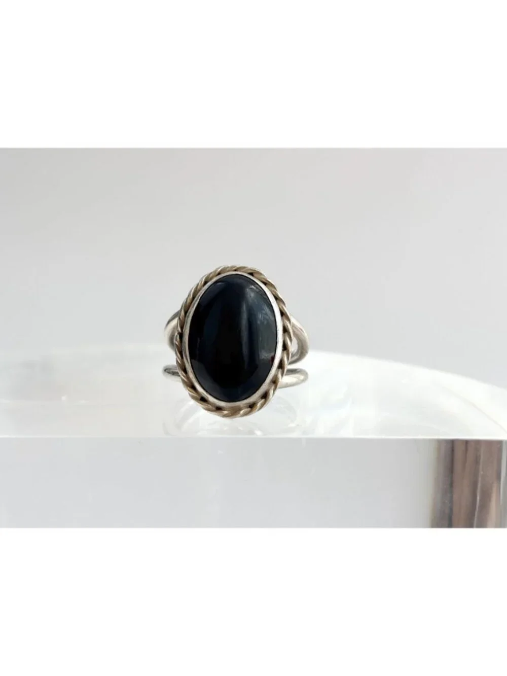 Black Onyx Southwest Style Sterling Silver 925 Vintage Ring - sz 7.5